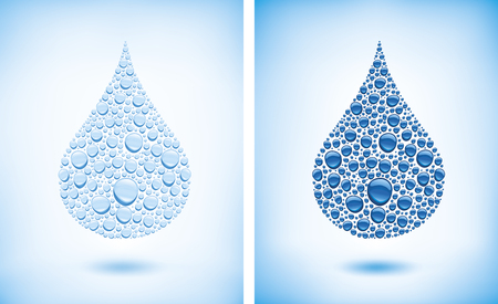 concept of many water drops creating big water dropsのイラスト素材
