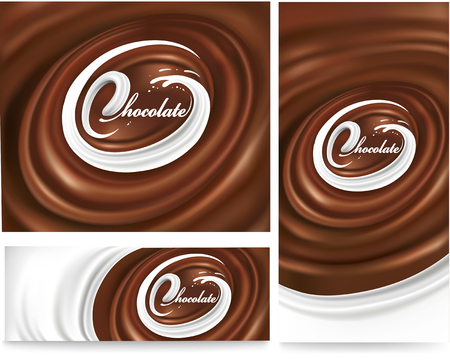 chocolate wavy background with milk tongue splashのイラスト素材