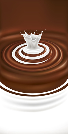milk swirl splash on chocolate waves backgroundのイラスト素材