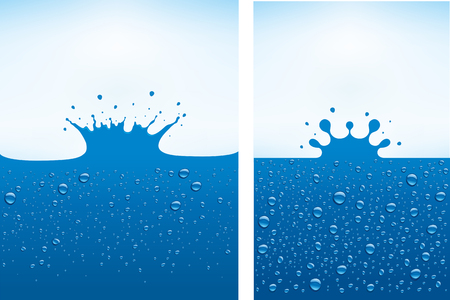 Blue water splash with many water dropsのイラスト素材