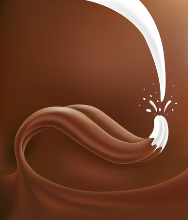 Milk splash with chocolate tongueのイラスト素材
