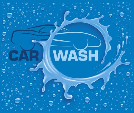 car wash concept with many water dropsのイラスト素材
