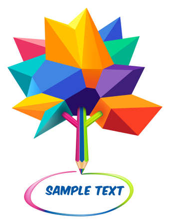 Multicolored Low poly model of tree, The trunk of a tree is made of a pencilのイラスト素材