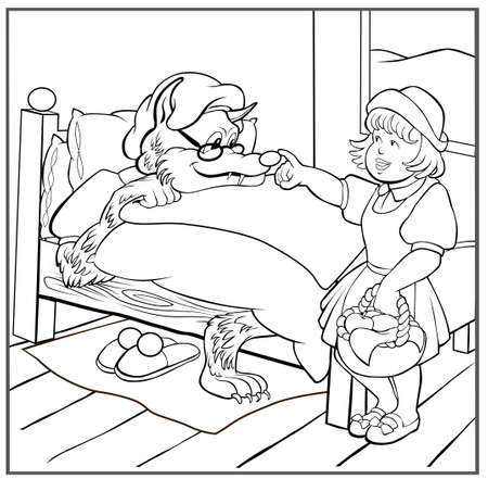 little red riding hood Coloring bookのイラスト素材