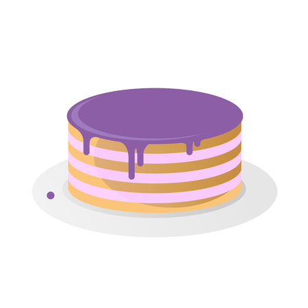 Flat birthday cake bakery cream blueberryのイラスト素材