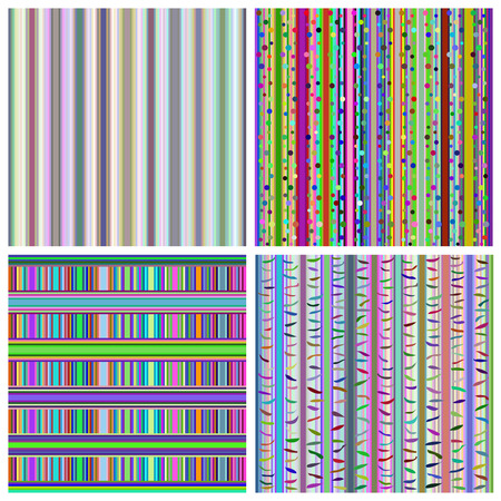 Set of four colorful abstract striped seamless patterns.のイラスト素材