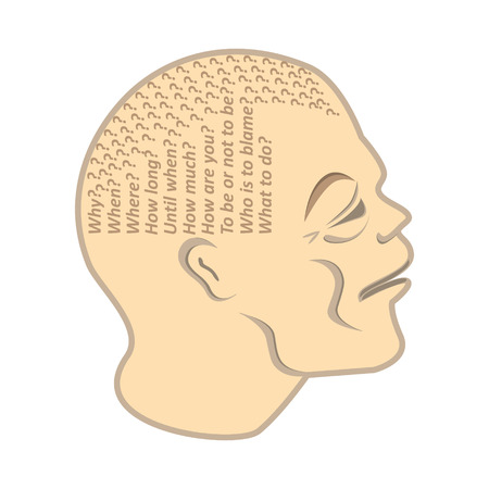 The human head is filled with perennial questions.のイラスト素材