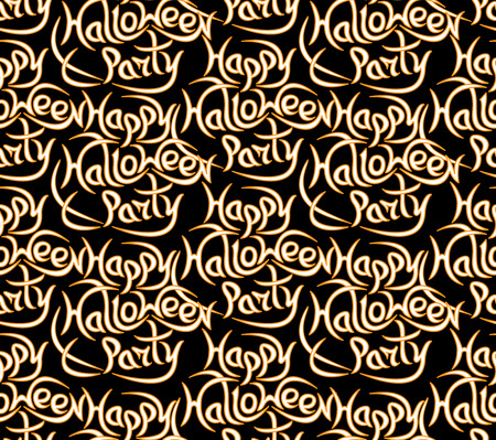 Abstract seamless pattern for Halloween. The message happy Halloween party on a dark background.のイラスト素材
