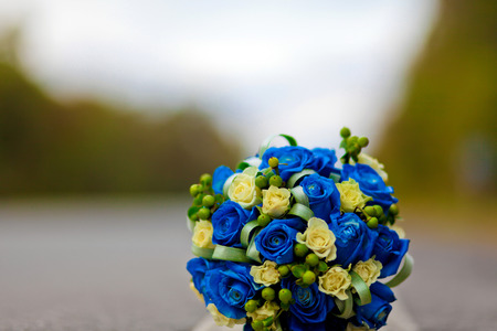 Blue wedding bouquetの写真素材