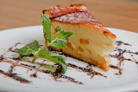 cheese casseroleCurd pudding on a plateの写真素材