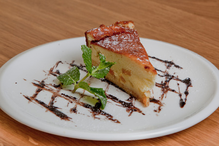 cheese casseroleCurd pudding on a plateの写真素材