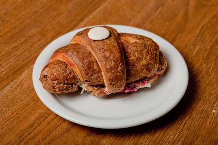 Croissant milky chocolateCroissant on a plateの写真素材