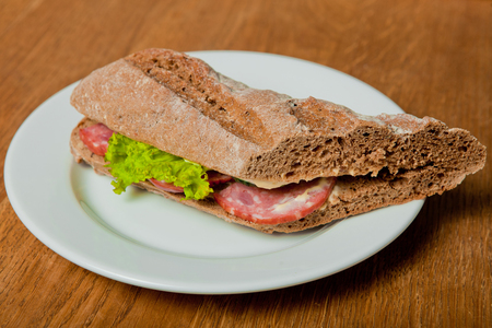 Sandwich with salamiの写真素材