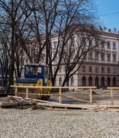 Construction of a new road. Ukraine. Rollerの写真素材