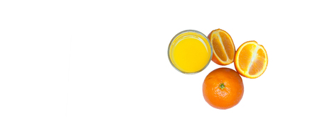 A glass of orange juice with orenge, isolated on white.の写真素材