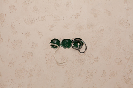 Prepared place for setting of wall outlet.の写真素材