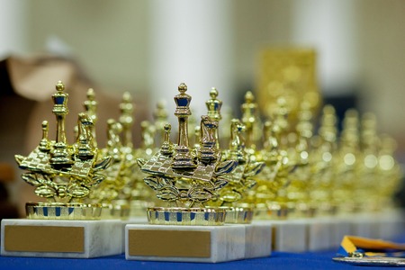 Gold cup winner. Chess.. Emotions after the game of chess.の写真素材