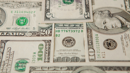 Mixed dollar, money background. Close up of dollars background.の写真素材