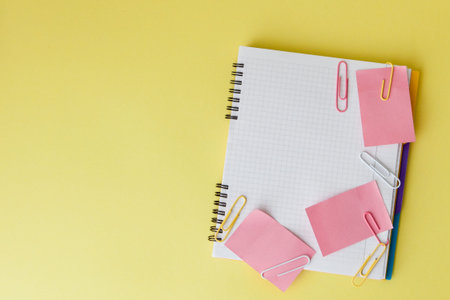 Back to school concept with space for text. Top view. Copy space. School office supplies.Creative...