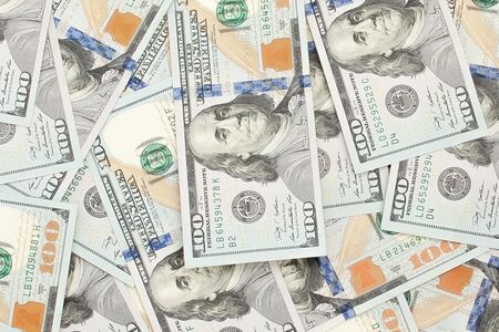 One hundred dollars pile as background, background from dollars.の写真素材