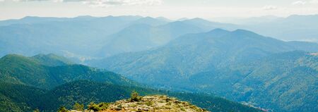 Panorama of Carpathian mountains in summer sunny day ,Travel at Ukraine. Beauty of nature conceptの写真素材