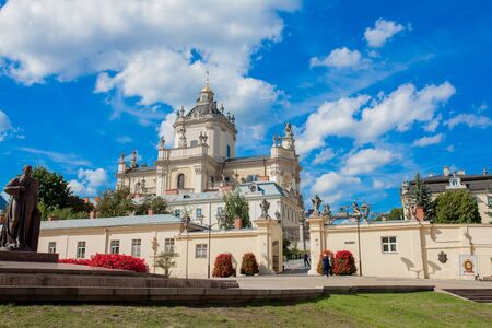 Lviv, Ukraine - August 23, 2019: St. George's Cathedral is a baroque-rococo cathedral located in the city of Lviv, the historic capital of western Ukraine.のeditorial素材