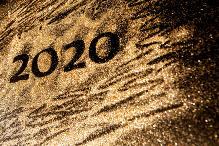 Happy New Year 2020. Creative Collage of numbers two and zero made up the year 2020. Beautiful...