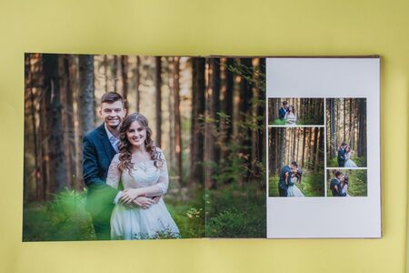 Luxury white leather wedding photo album and photo book.の写真素材