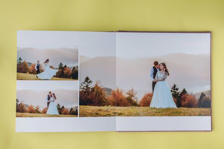Luxury white leather wedding photo album and photo book.の写真素材