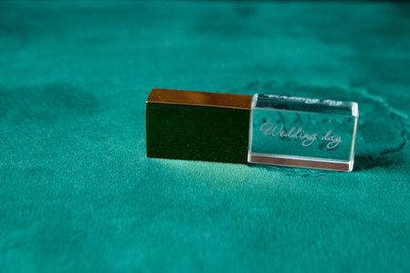 wedding day usb memory stick on on wedding photobook.