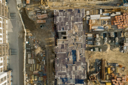 Construction and construction of high-rise buildings, the construction industry with working...
