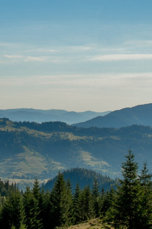 Morning sunny day is in mountain landscape. Carpathian, Ukraine, Europe. Beauty world. Large...