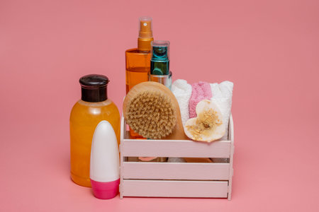 Bath Accessories, daily bodycare concept, organic bath productsの写真素材