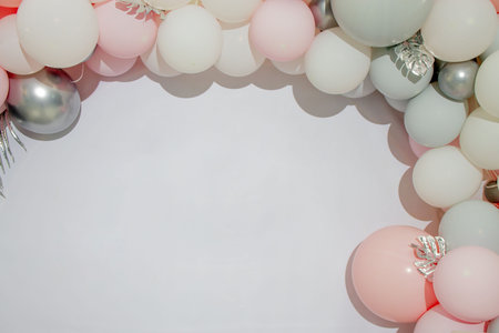 Photozone from balls. Birthday concept. One year