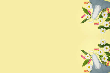 White daily feminine pads and cotton panties. intimate hygieneの写真素材