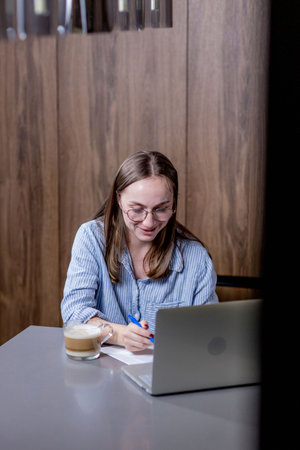 remote job and business woman on laptop workの写真素材