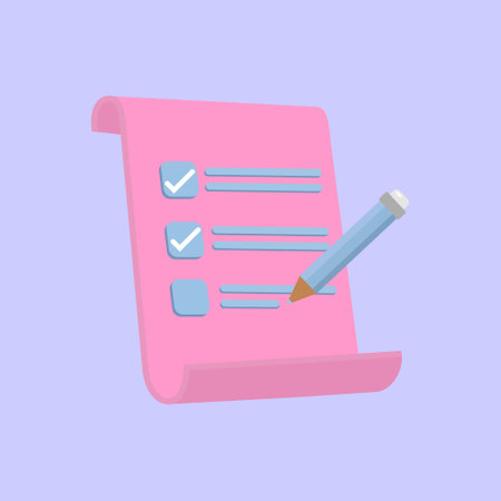Concept planning list. Documents icon, blue and pink colors. Vector illustrationのイラスト素材