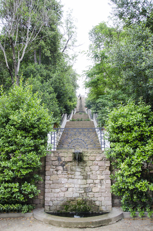 Long stairs in a beautifil park in Barcelona in a summer day. Catalonia,Spain.の写真素材
