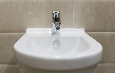 White ceramic bidet in modern bathroom. wc.の写真素材