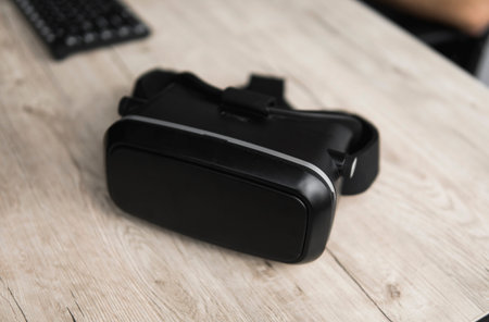 VR virtual reality glasses on a table.