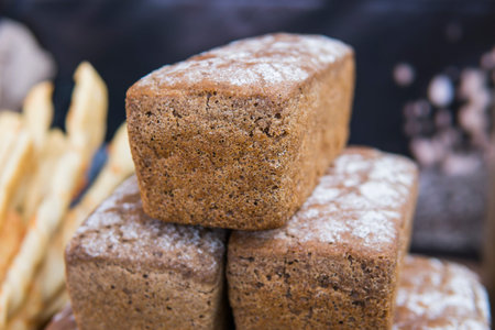 Square fresh bread on a food fest.