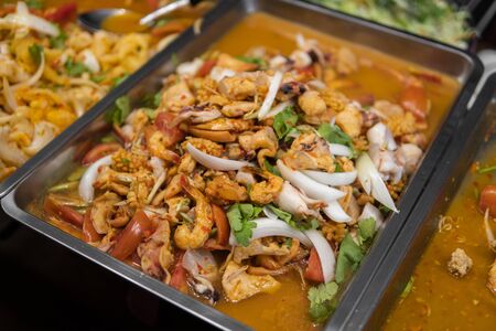 Asian street food at night food market.の写真素材