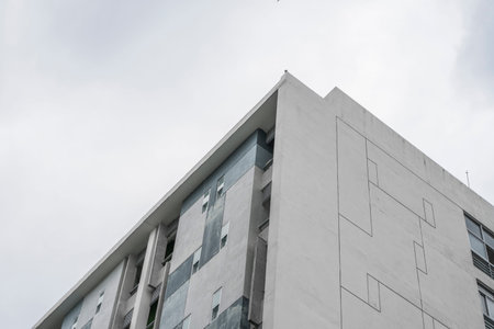 Modern apartment buildings exteriors in cloudy day