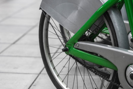Street transportation green hybrid rent bicycles with electronic form of payment for traveling...