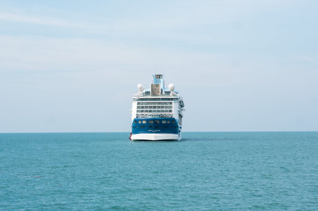 Koh Samui island, Thailand - December 15, 2019: Cruise ship of the TUI Cruises company sails in the...