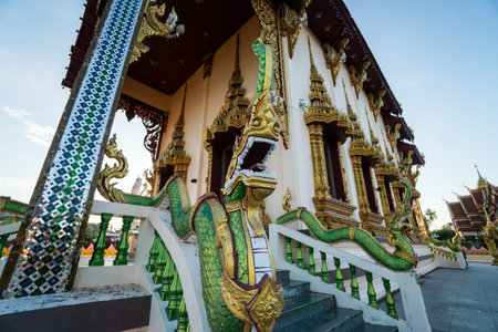 KOH SAMUI, THAILAND - January 10, 2020: Ceremonial hall at the Wat Plai Laem Temple.
