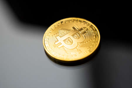 Gold bitcoin coin. Trading on the cryptocurrency exchange. Cryptocurrency Stock Market Concept. Virtual money concept. Mining or blockchain technology.の写真素材