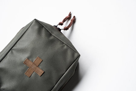 Army first aid kits on white background.