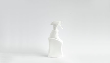 White blank plastic spray detergent bottle isolated on white background. Packaging template mockup.の写真素材