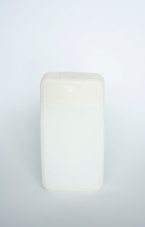 White square bottle for liquid soap, shampoo, gel.